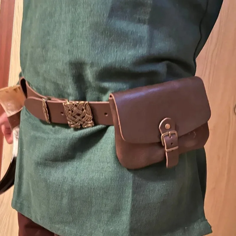 Medieval Viking-Style Gold Coin Purse Handmade COSPLAY Knight's Waist Bag Party Performance Props