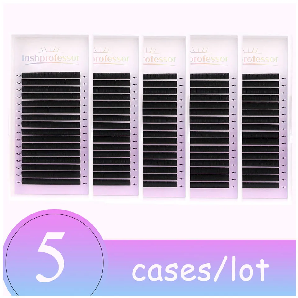 Lashprofessor 5 Cases/Lot Faux Mink Lashes Russian Volume Eyelash Extension Premium Matte Classical Eyelashes For Makeup Cilios