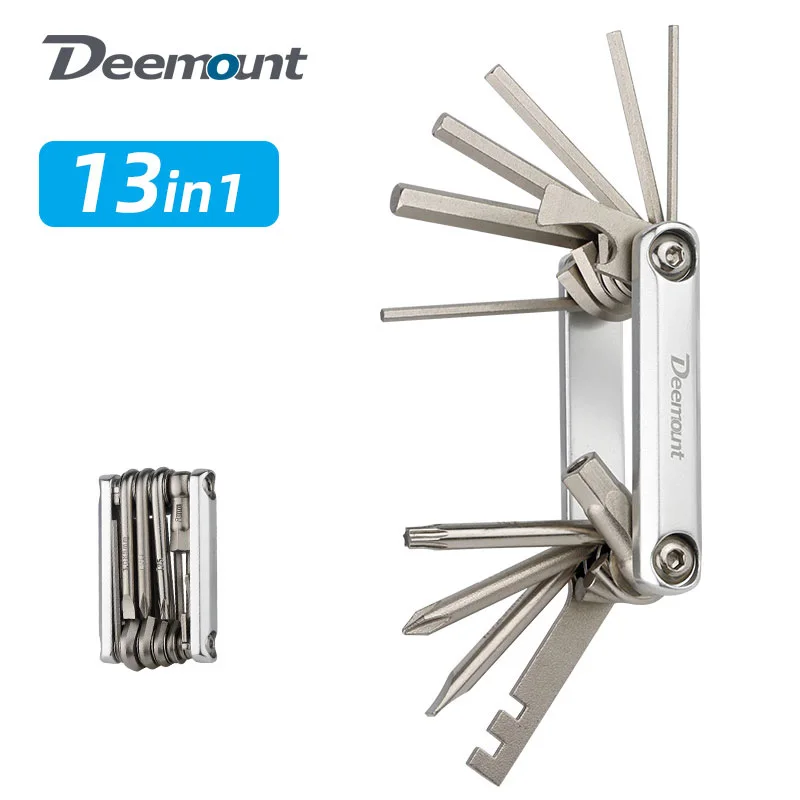 Deemount 13 In 1 Bicycle Multi Maintenance Tool 8/9/10/11/12S Chain Cutter Torx T25/Cross/ Flat Wrench 14/15G Spoke Spanner