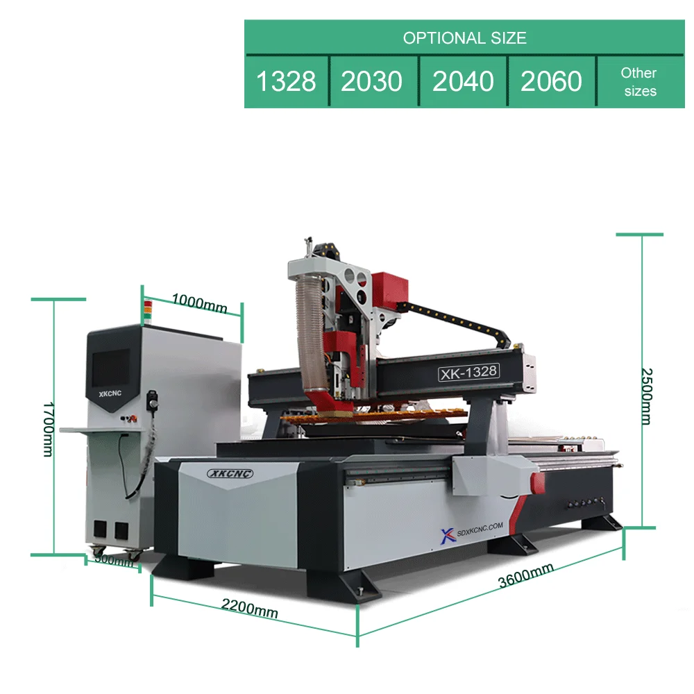 Xunke 4*8Ft Woodworking Carving LNC Control System 3 4 Axis Atc Cnc Router Hine Price For Wood