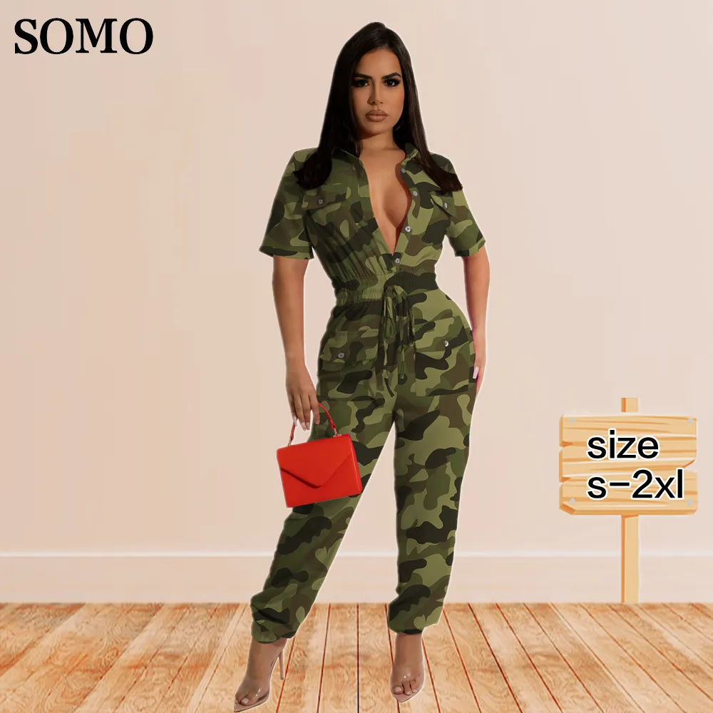 

2022 Women Camouflage Summer Jumpsuits Pants Sexy Fashion Outfits Clothes One Piece Romper for Ladies Wholesale Dropshipping