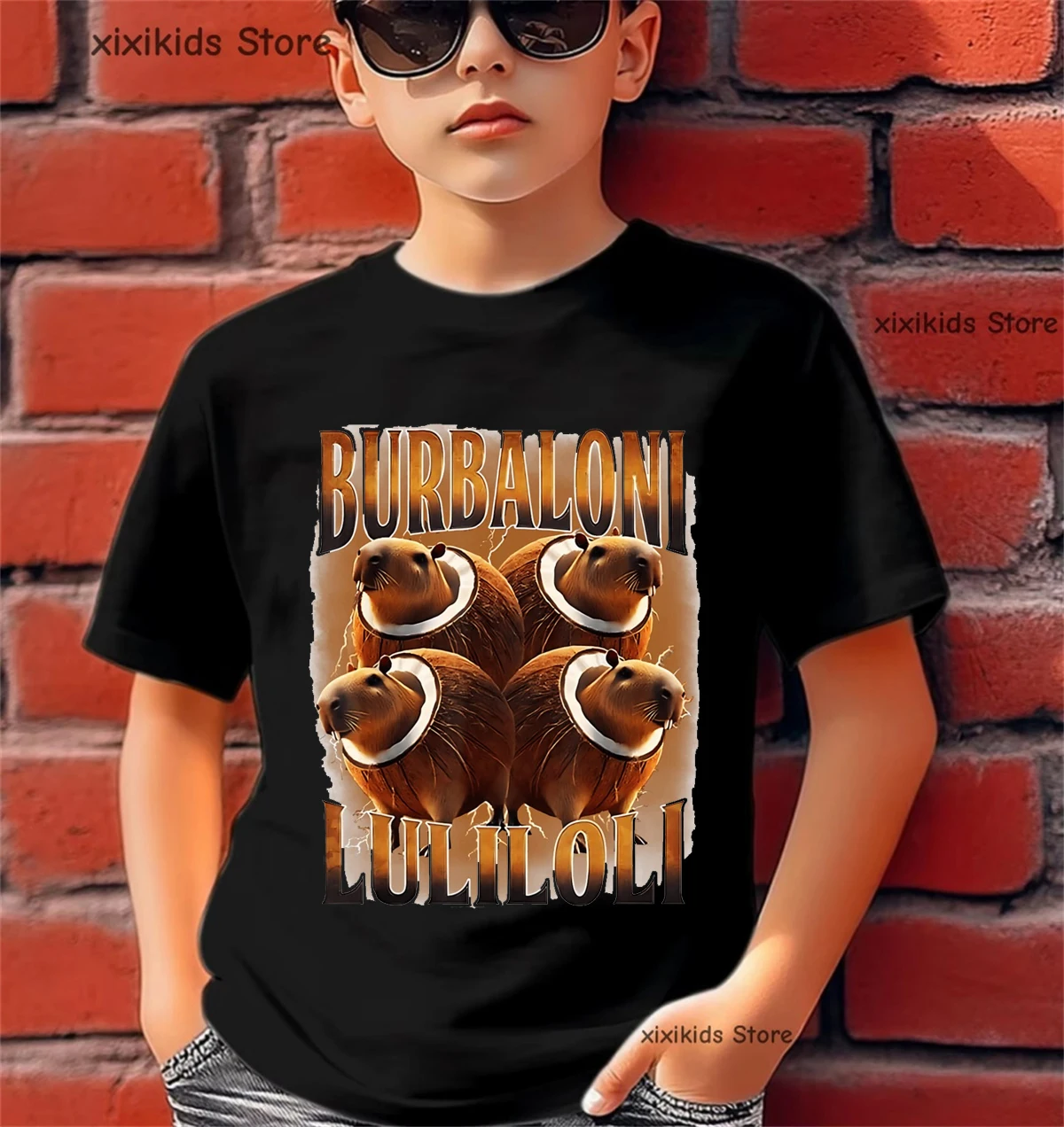 

Burbaloni Luliloli Capybara Coconut Printed T Shirt Boys/Girls Kawaii Kids Clothes Summer Fashion Short Sleeve T-Shirt Wholesale