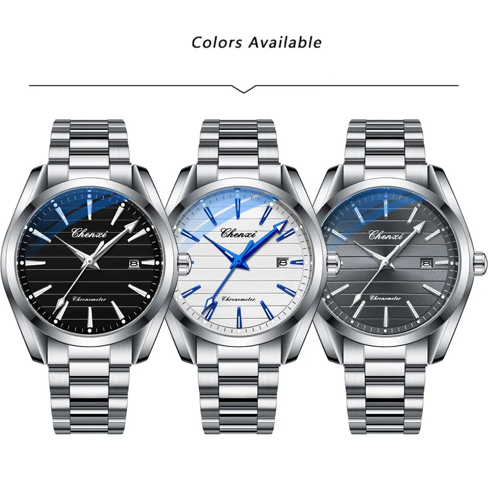 Chenxi Luxury Stainless Steel Watch For Man Waterproof Luminous Date Men Watch Casual Quartz Men's Watches Male Clock 606