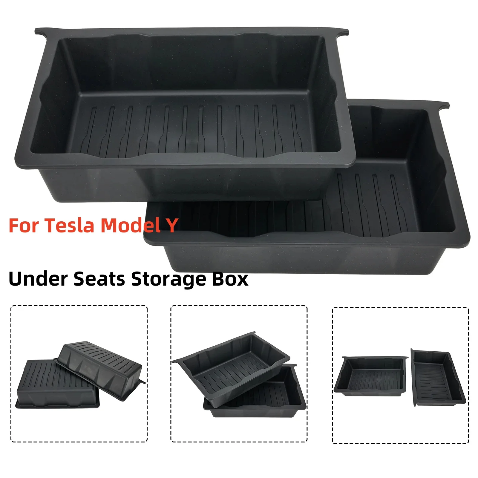 

Fo Tesla Model Y 2023 Accessories Storage Underseat Box 1:1 Mold Fit Tesla Model Y Storage Organizer TPE Model Y Accessories