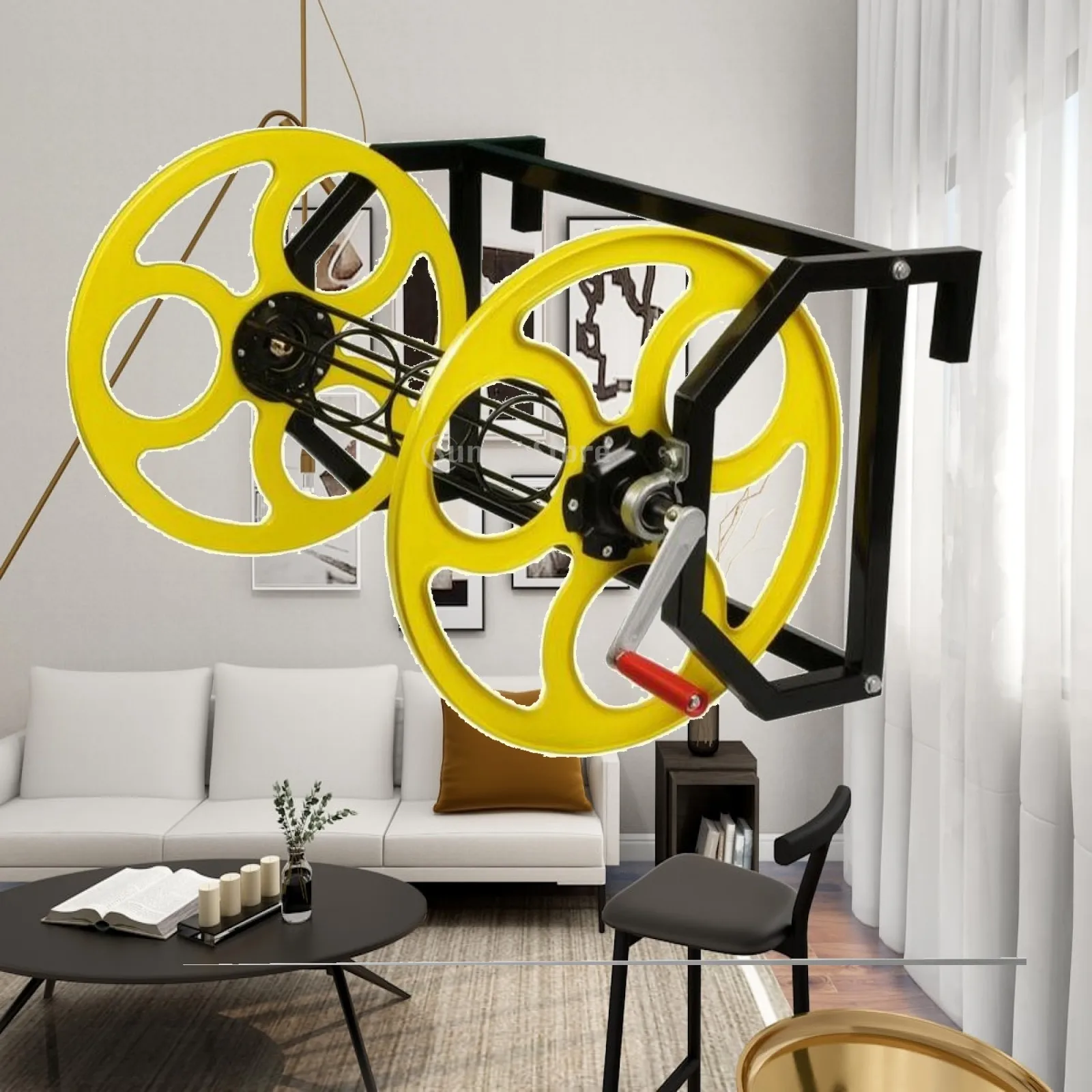 Steel Electric Hose Reel Freestanding Cart Manual Crank Drum for Garden Farm Watering Car Washing Outdoor Hose Organizer