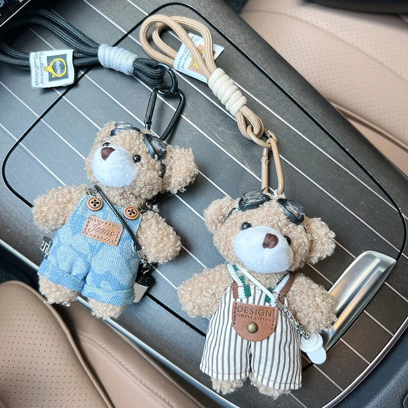 Cartoon Plüsch Brillenband Hosen-Bär Schlüsselanhänger Niedliche Puppe Auto-Schlüsselanhänger Ring Süße Puppe Taschenanhänger – Detail 7
