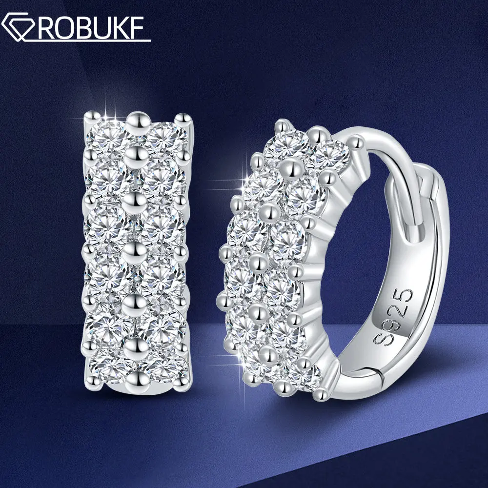 real moissanite hoop brincos para as mulheres diamante completo duplo brinco de halo 100 s925 prata esterlina joias do casamento gra 076 ctw 01