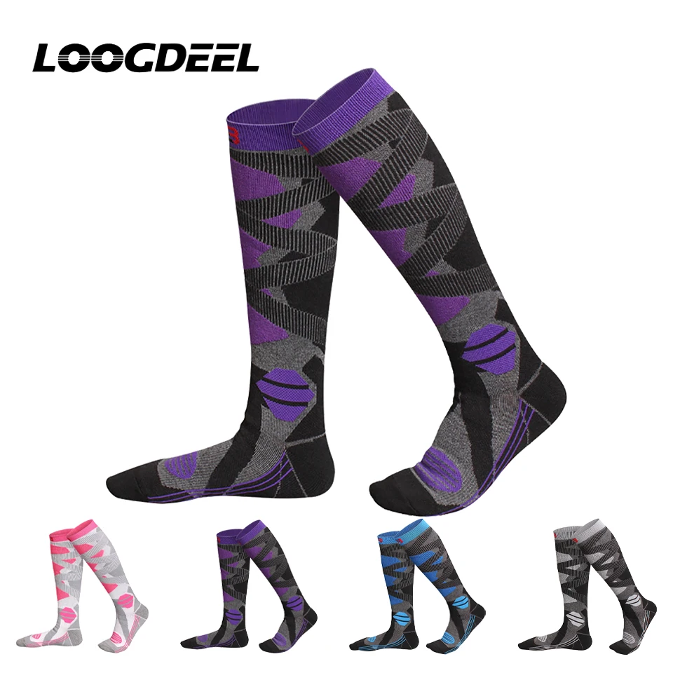 LOOGDEEL 1 Pair hermal Moisture-wicking Knee High Socks Winter Warm Ski Socks Anti-slip Thickened Compression Snowboard Socks