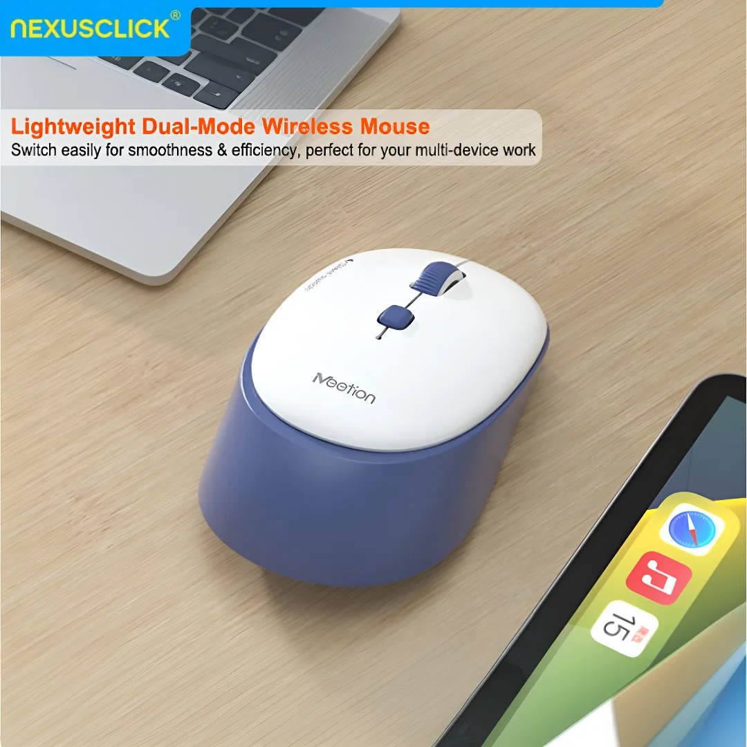 NexusClick Durable Dual Mode Wireless Mouse,Silent 3 Million Clicks Type-C Rechargeable,3200 DPI Adjustable for Laptop PC Tablet