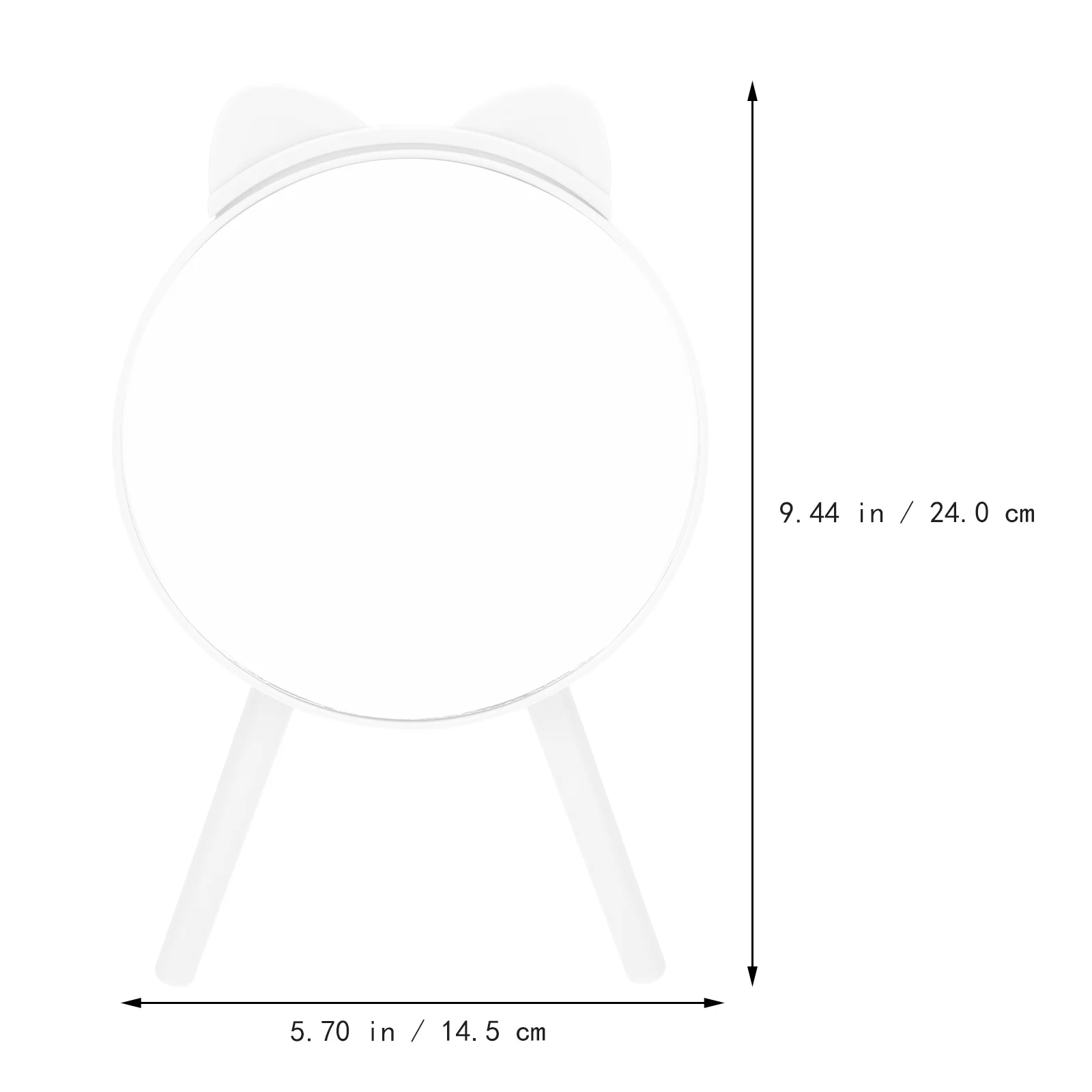 1개 고양이 귀 거울 데스크탑 스타일리시 원형 삼각대 베이스 메이크업 거울 고화질 테이블탑 장식용 메이크업 거울