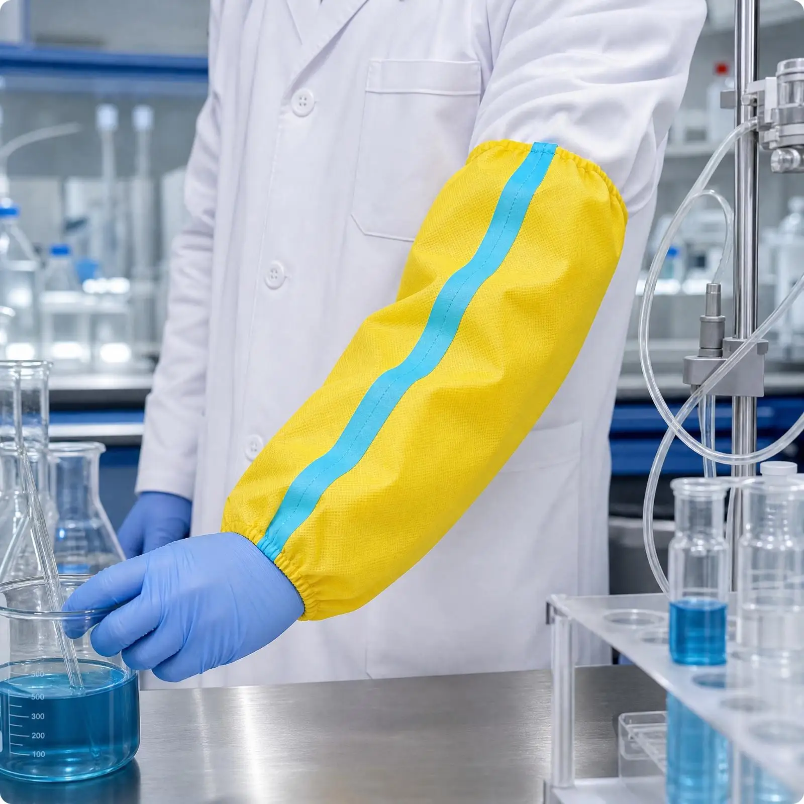 Industrial Chemical Resistant Arm Sleeve for Adults PVC Protective Forearm Cover for Lab Cleaning Tasks