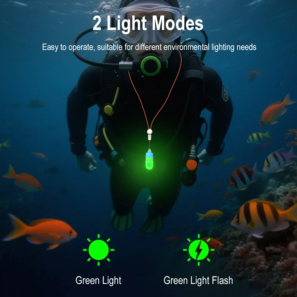 Mini baliza estroboscópica de buceo subacuática de 150M, luz de señal de buceo con batería LR44, luz intermitente de buceo nocturno