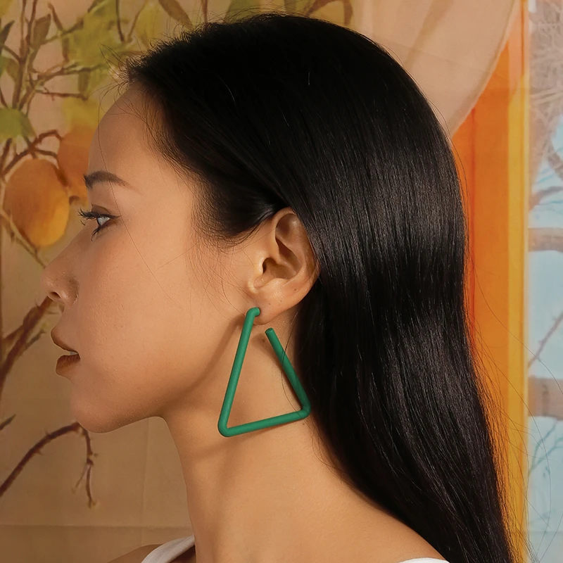 Fashion Personality Hollow Triangle Hoop Earrings for Women Girls Festival Holiday Jewelry Gifts