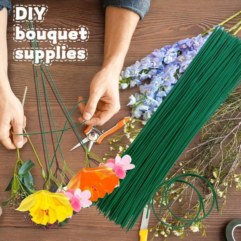 50-100 قطعة سلك الأزهار الخضراء ينبع الحديد المرن DIY بها بنفسك باقات تشكيلة زهور صياغة لوازم حفل زفاف ديكور المنزل