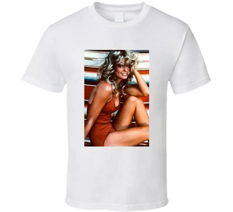 Farrah Fawcett 레드 목욕 세트 화이트 티셔츠, 사이즈 S-5xl, 신제품