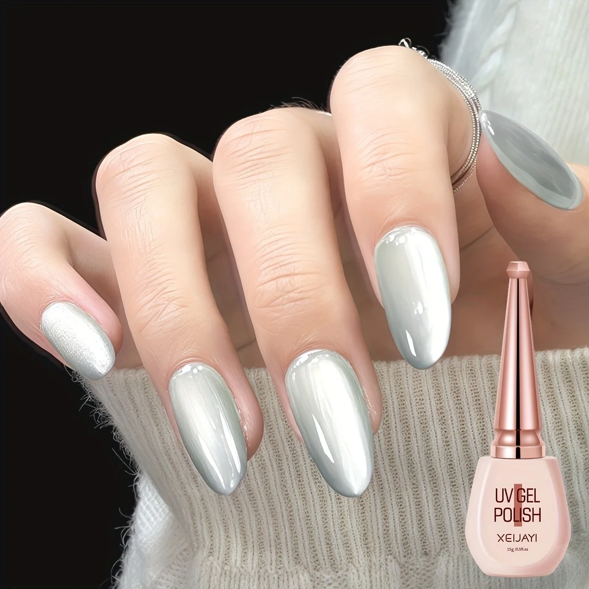 Powder bottle cat's eye XE-49 super bright crushed starlight fine glitter silver nail gel fashion led nail art shiny luster