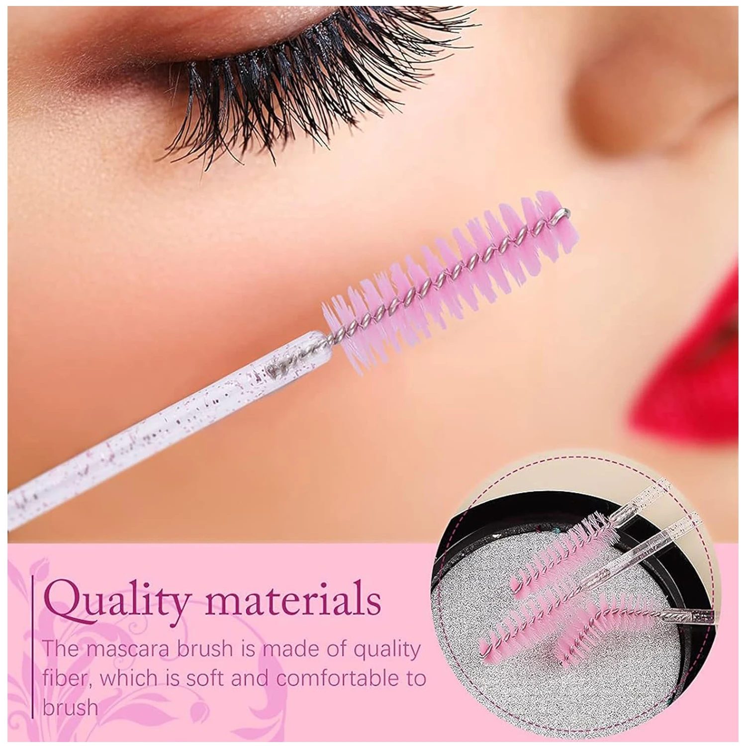 Ebanku 40 pièces ensemble de tubes de brosse à cils rose 40 pièces Tube de baguette de cils vide en diamant réutilisable 40 pièces baguette de brosse à cils en cristal jetable, pour le maquillage des femmes filles