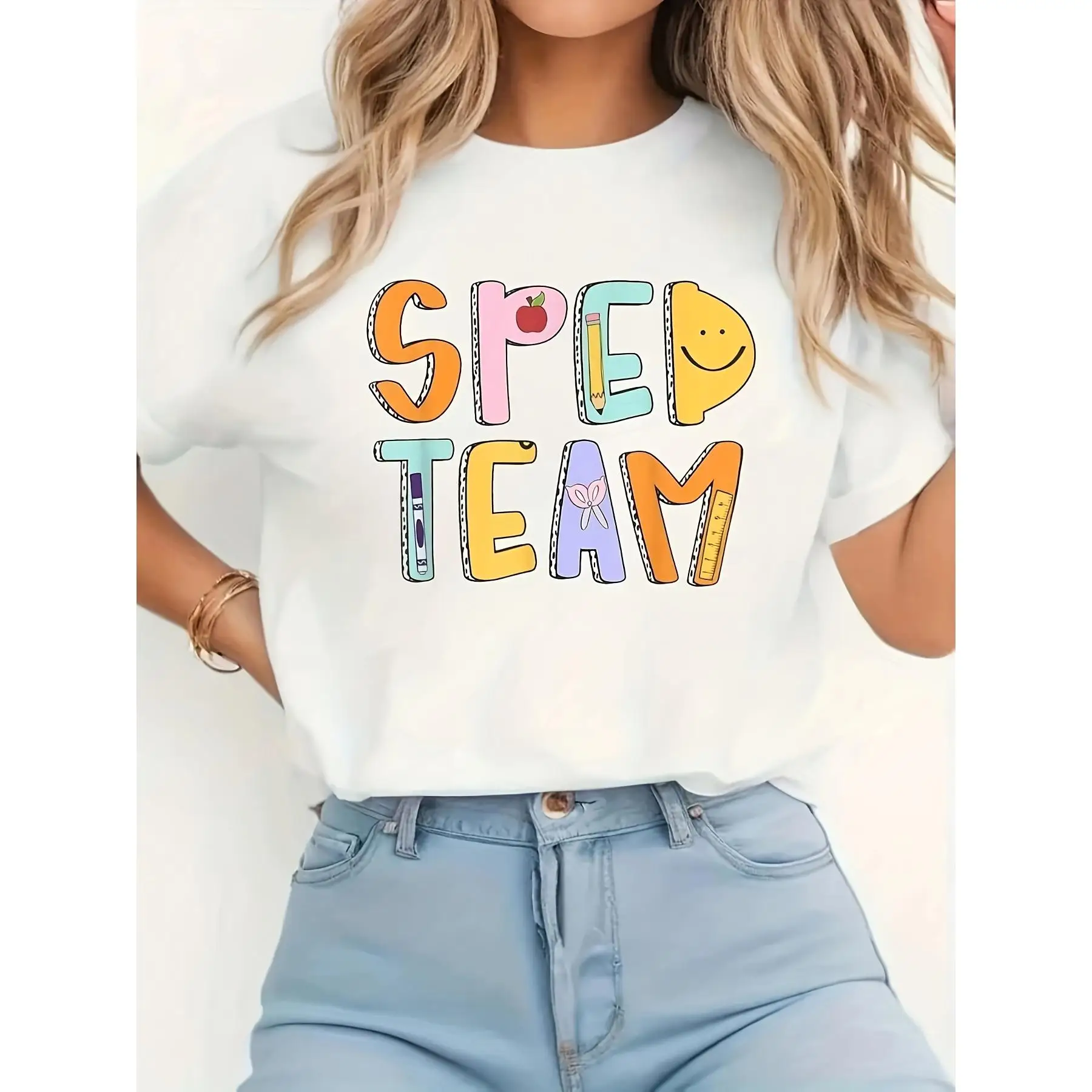 

Cute SPED TEAM T-shirt Special Education Teacher Graphic Tees Teacher Support Staff Appreciation Gifts for School Classroom
