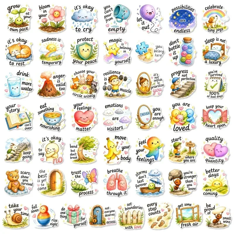 50/100PCS Healing Inspirational Quote Stickers, Waterproof Positive Affirmation Decals for Scrapbook Bottle Laptop DIY Gift