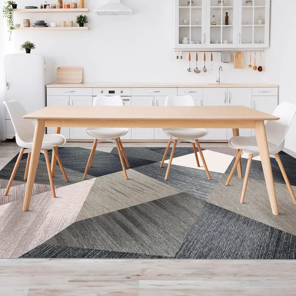 Machine Washable 5x7 Green Geometric Area Rug - Soft, Non-Slip, Non-Shed for Living & Bedroom