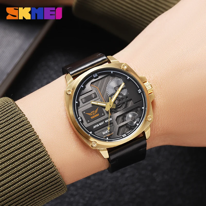 SKMEI Fashion Men\'s Watch Luxury Quartz Wristwatch Leather Strap Original Brand Business Man Clock