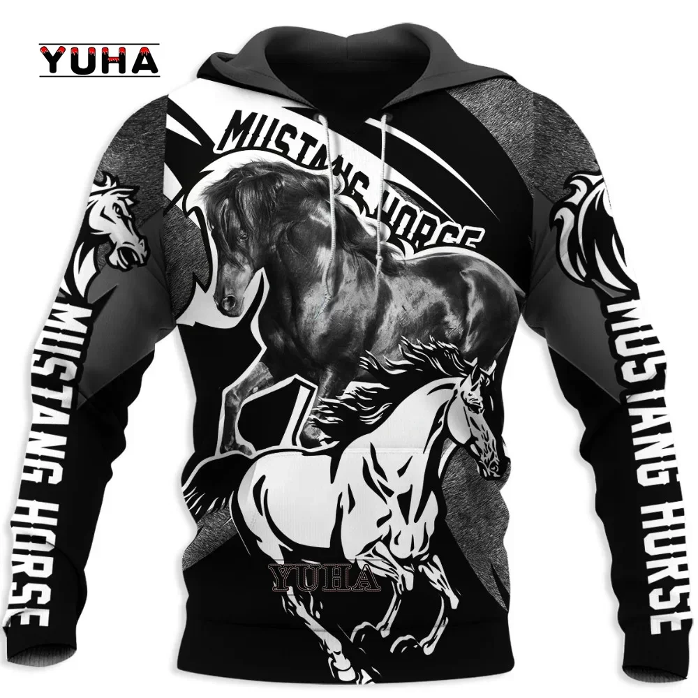 

Horse Pattern 3D Printing Casual And Fashionable Men's Long Sleeved Shirt Sports Hoodie O-neck Men's Top Loose And Oversized