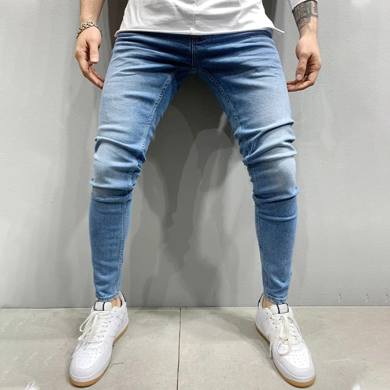 2023 New Men's Stretchy SKinny Jeans Solid Color Slim Fit Casual Pants Fashion Mens Designer Clothes Streetwear Denim Trousers