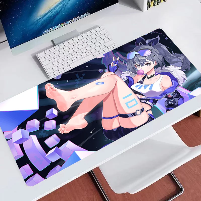 Large Gaming Honkai Star Rail Silver Wolf  Mousepads Mouse Pad Computer Mouse Mat Desk Pads For PC Keyboard Mats Table Rug 90x40