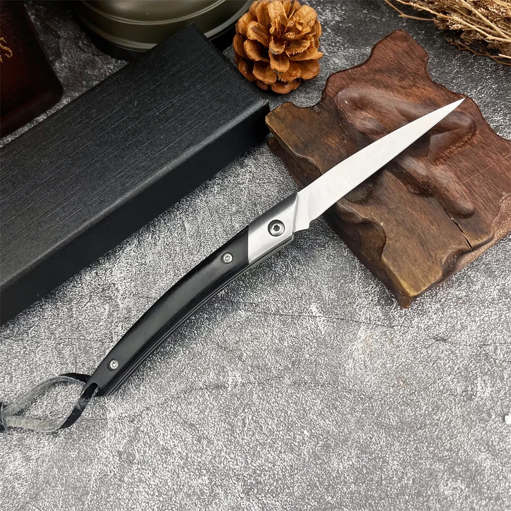 

Multifunctional Pocket Folding Knife Stainless Steel D2 Blade Ebony Handle Outdoor Camping Adventure Climbing Combat Knife