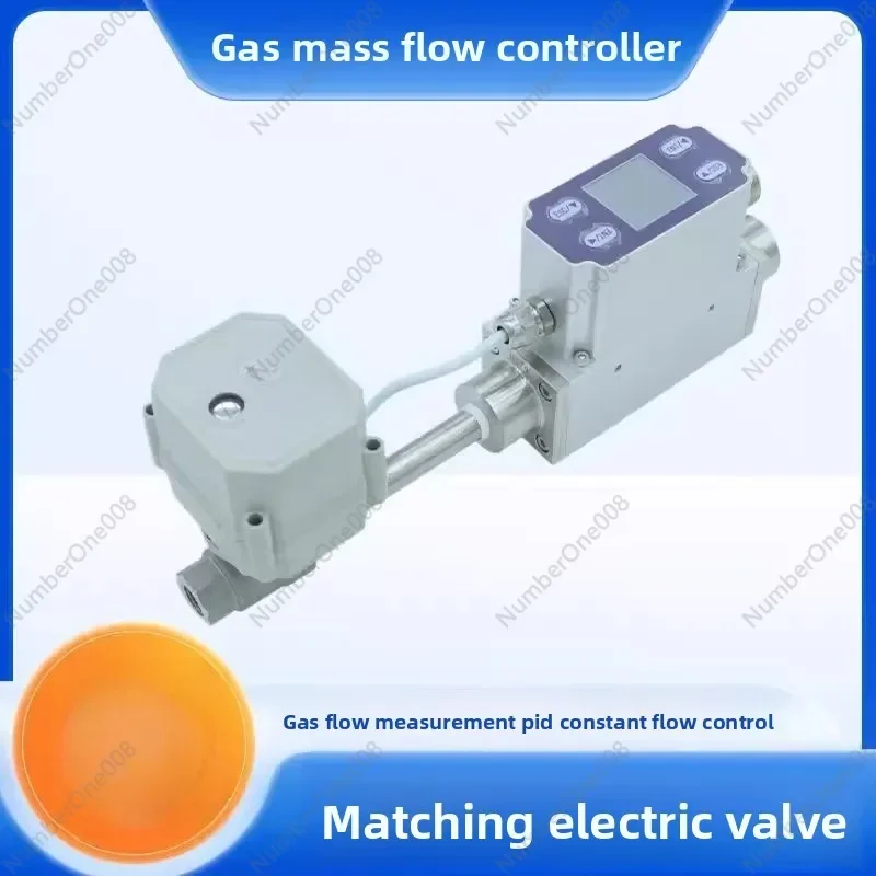 High Flow Gas Mass Flow Controller Kit with Thermal Meter and Electric Ball Valve for N2, O2 — Complete MFC Set