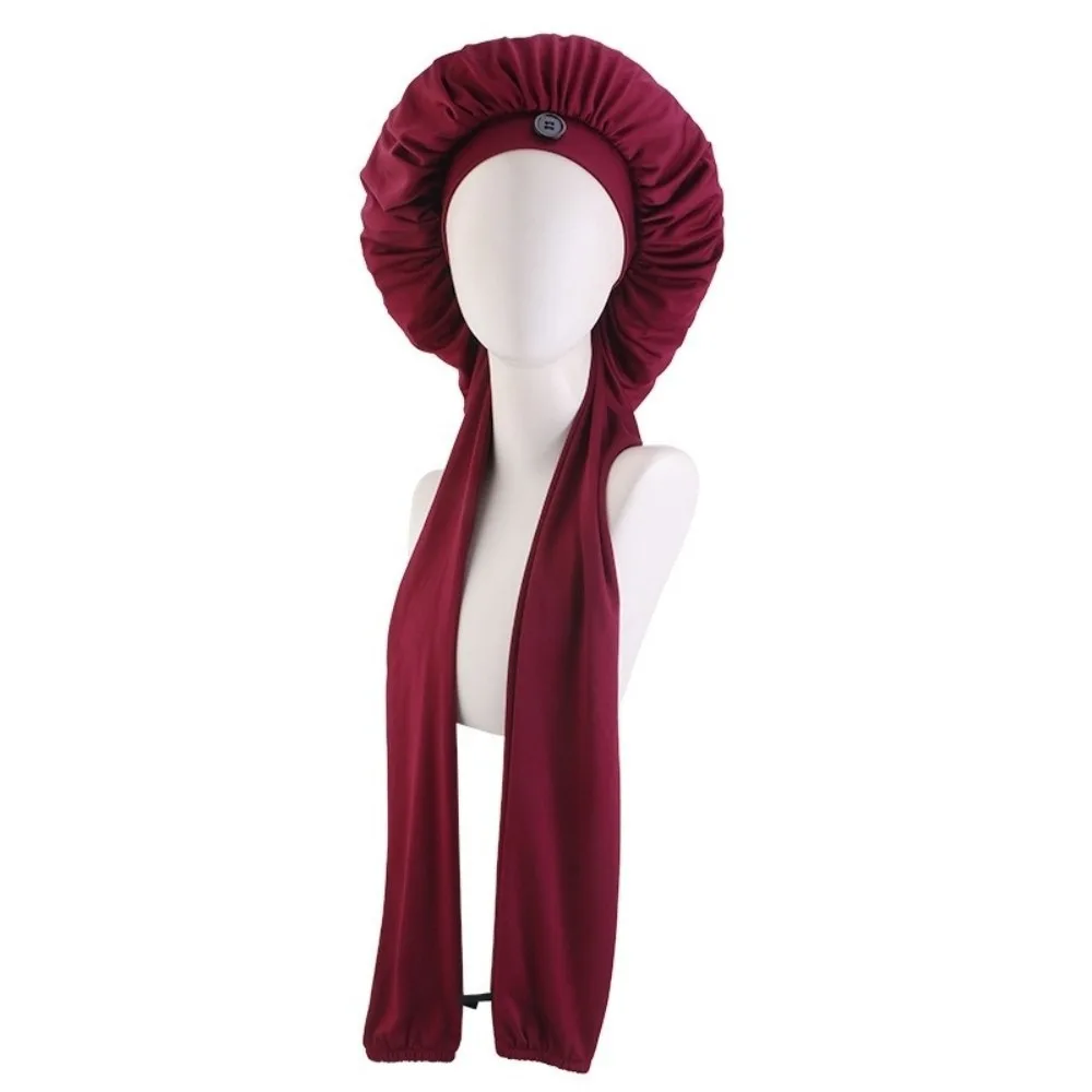 Silky Satin Satin Long Dreadlock Sleep Bonnet Long Tail Adjustable Drawstring Sleep Hair Cap Lightweight Bathing Hat