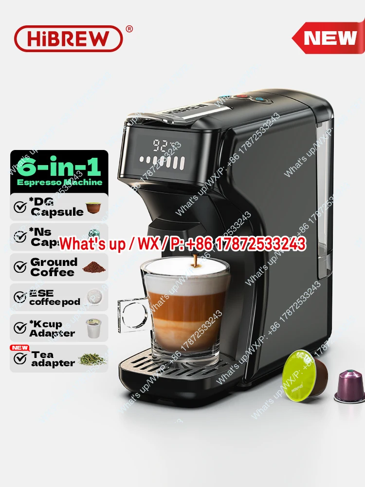 Cafetera de cápsulas 6 en 1, Cafetera exprés múltiple caliente/fría, Cafetera capuchino Dolce Gusto Nespresso en polvo H1B