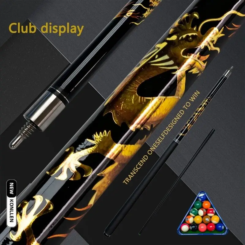 

Carbon Billiard Cue 12.5mm Gun Head Is Not Easy To Deform Hot Gold Dragon Pattern Design China Wind Black Technology Pool Cu