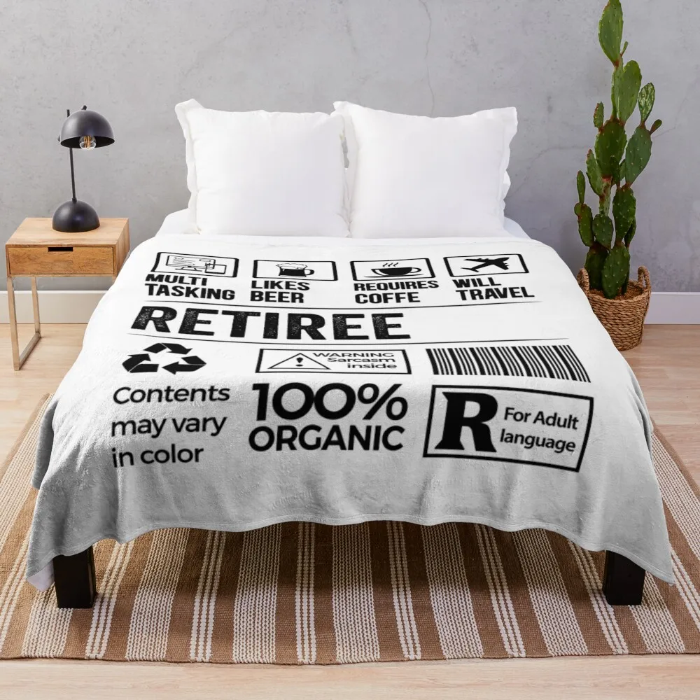 Retiree Gift, Funny Retiree Multitasking Coffee Travel Throw Blanket Flannel Fabric for sofa Blankets