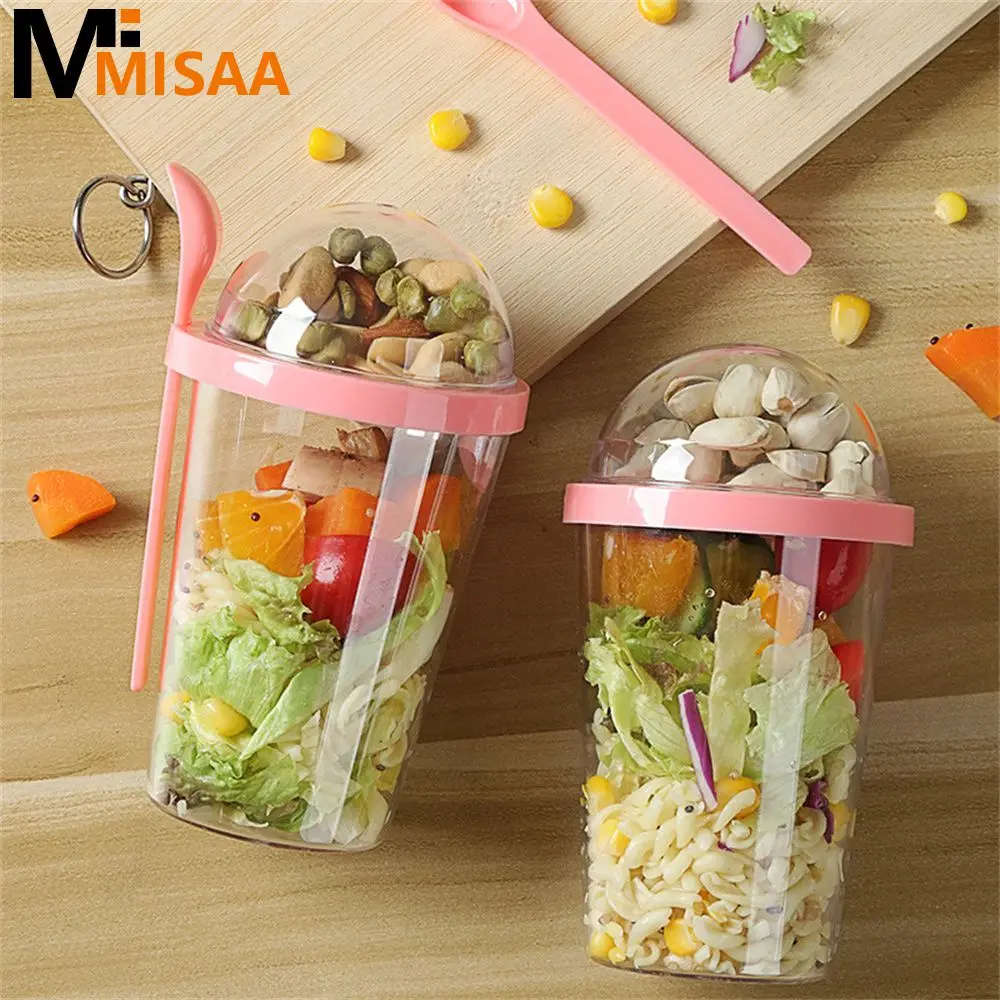 Plastic Cup Wet Separation No Cross Flavor Modern Style Food Grade Lunch Box Oat Cup Reusable Double Layer Up And Down