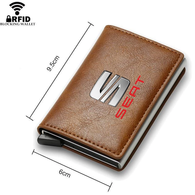 Anti Thief Rfid Credit Card Carbon Fiber Leather PU Men Wallet Gifts For Seat Leon MK1 MK2 Ibiza 6J 6I Ateca Arona Altea 5f mk3