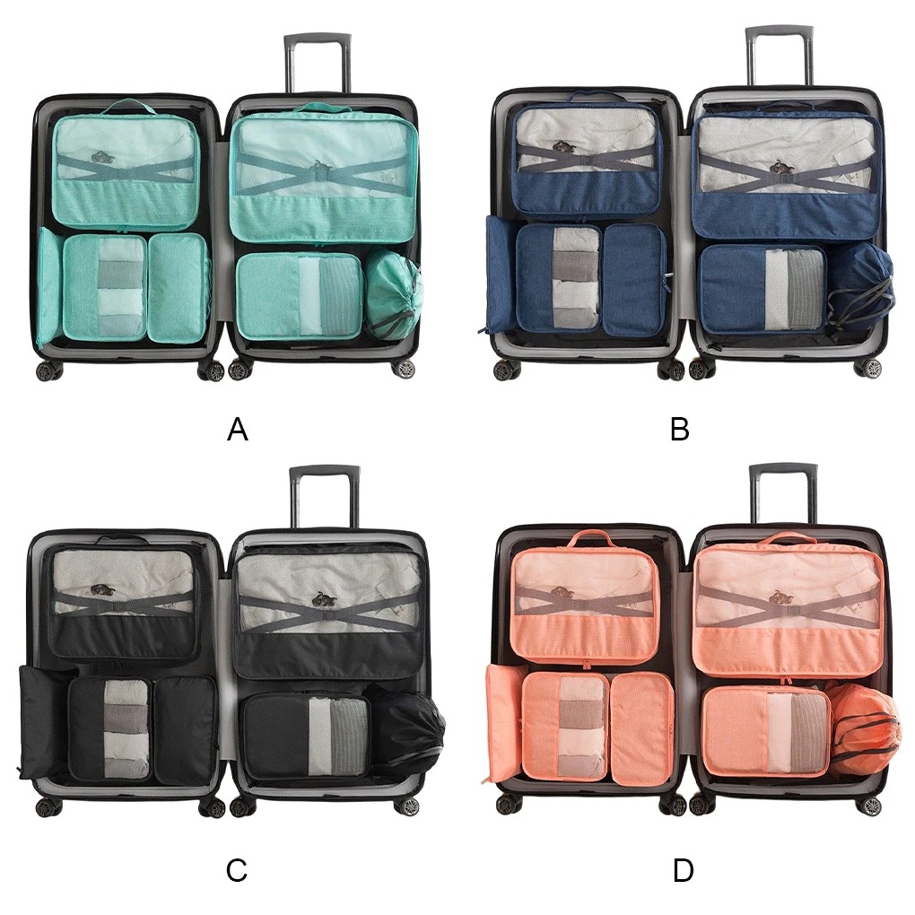 

7Pcs Set Packing Cube Travel Bag Non-woven Fabric Luggage Organization Pouch