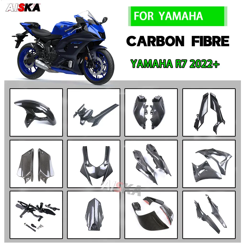 

For YAMAHA YZFR7 R7 2022 2023 2024 Full 3K Carbon Fiber Motorcycle Front Fairings Winglets Side Panels Fenders Parts Accessories