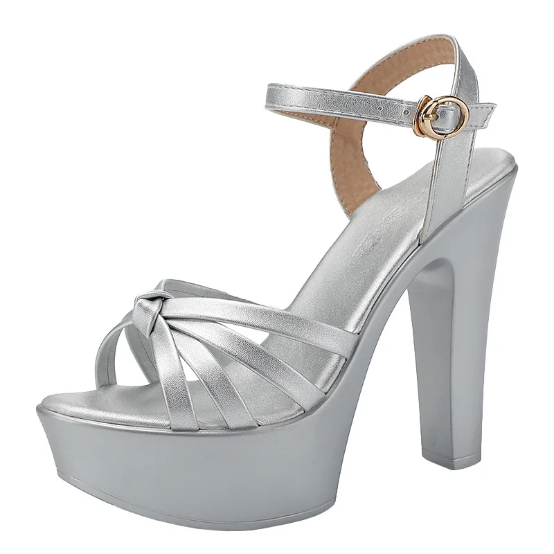 11cm 13cm  Elegant Patent Leather Sandals Women's Platform Shoes Summer 2025 Block High Heels Sandals for Party Model Dress - Image 3