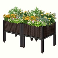 Weaving Elevated Garden Bed Kit - Durable Plastic Elevated Flower Pot, Multi Component Outdoor Flower and Vegetable Rack