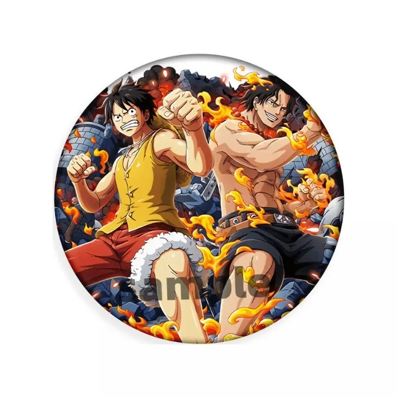 Cartoon Badge One Piece Luffy Zoro Nami Usopp Chopper Anime Round Tinplate Pendant Student Bag Decoration Couple Birthday Gift