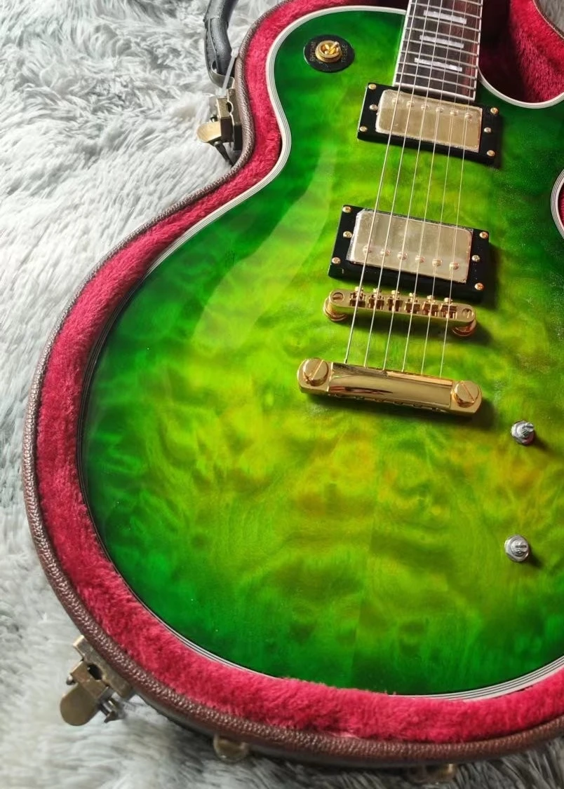 Green big flower veneer, have logo, electric guitar, beautiful 3 days delivery made in China