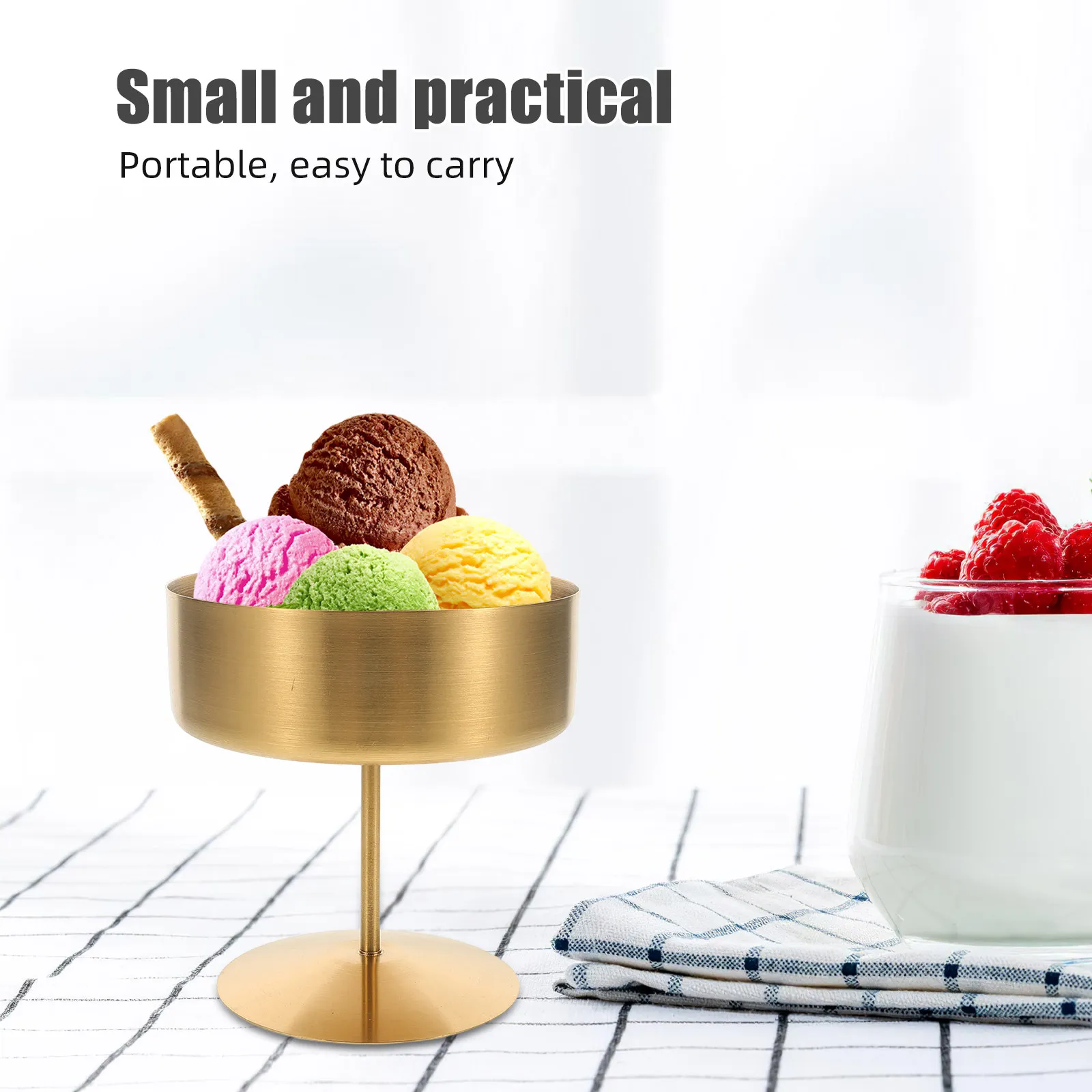 Footed Ice Cream Cup Stainless Steel Dessert Bowl 400Ml Modern Design Serving Bowl for Ice Cream Pudding Snack