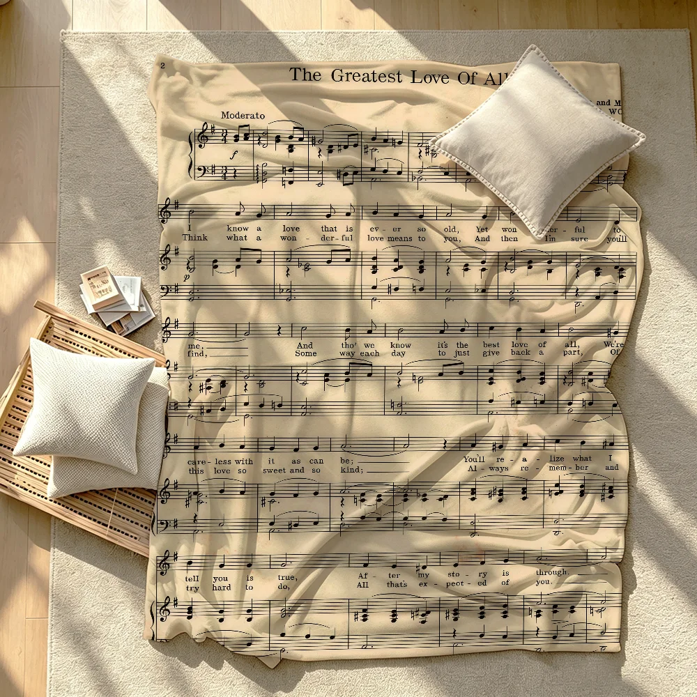 Piano Music Sheet Blanket Soft Warm And Thick Perfect For Bedroom Living Room Bed Sofa Camping Picnic Office Gift