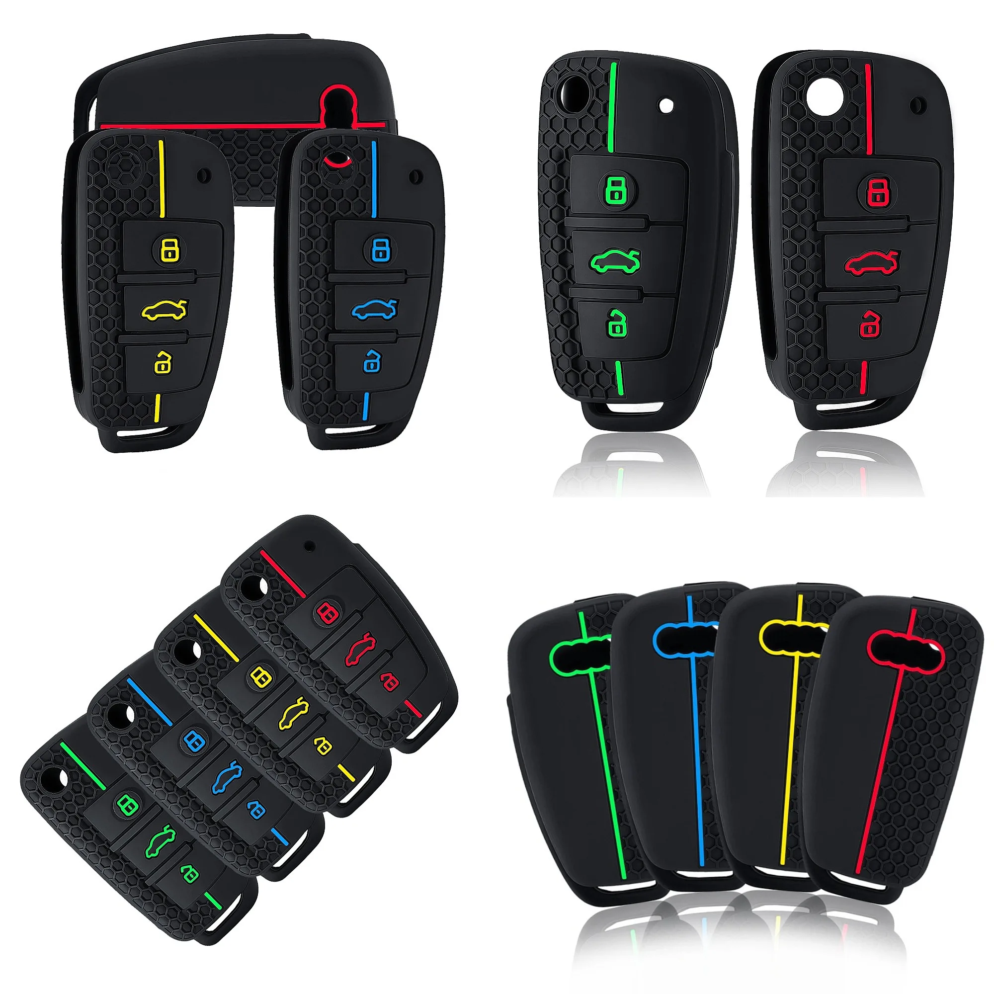 New Silicone for Audi A4 B7 A6 C6 4f 8v A3 8p A1 A3 Key Case Cover Shell Remote Key Holder Jacket Accessories Fob Accessories