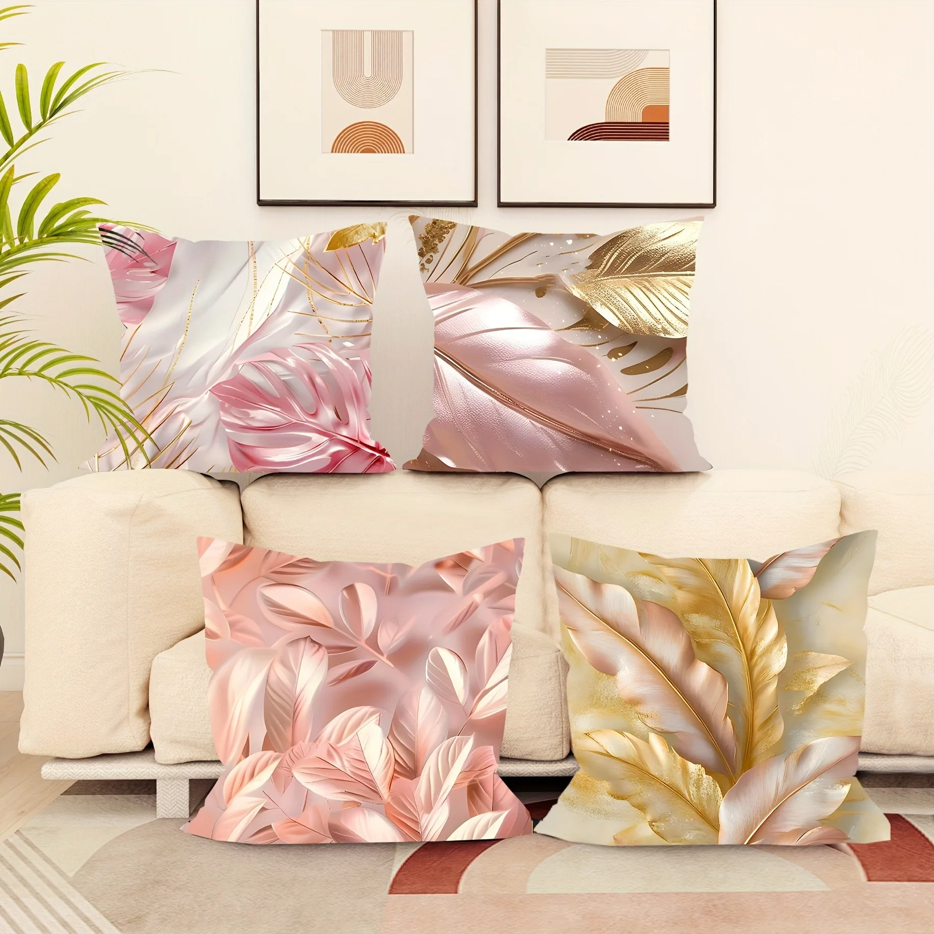 Vintage Leaf Pattern Home Decor Pillowcase Bedroom Living Room Sofa Decoration Polyester Cushion Cover with Zipper