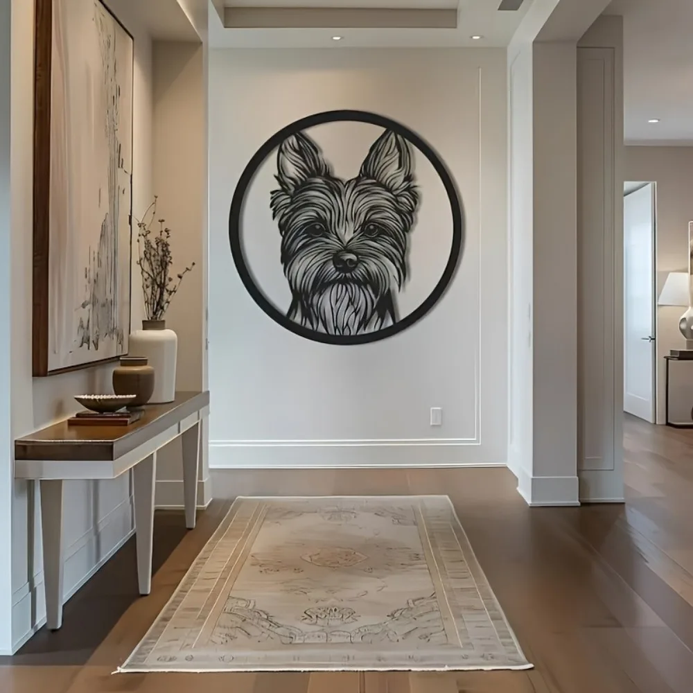CIFBUY Metal Wall Art Yorkshire Terrier Sign Dog Portrait Decor Home Accent Iron Sculpture Party Ornament