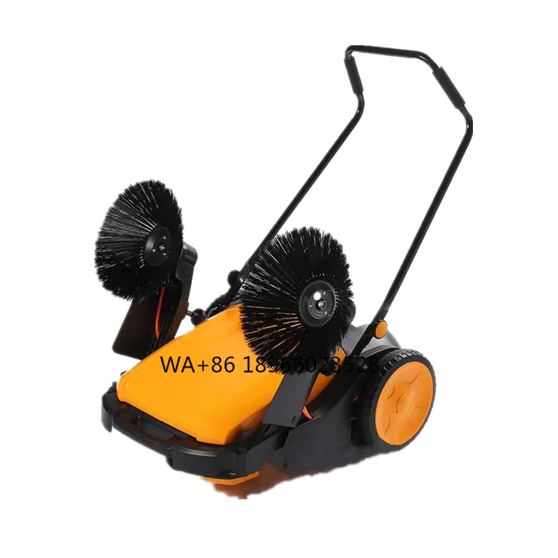 Rider walk behind road scrubber industri robot mop sweeper collector manual machine of fallen leaves garden