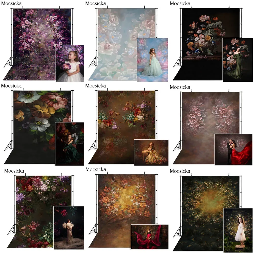

Art Flowers Newborn Portrait Backdrops Texture Abstract Floral Vintage Kids Birthday Background Photography Props Photo Studio