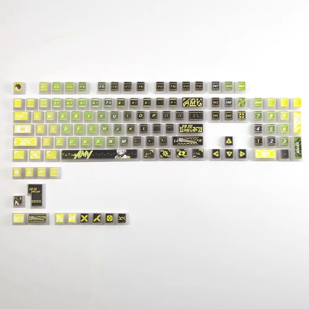 1 Set Shi Ye Sakura Keycaps PBT Dye Subbed Key Caps Luminous Mist Transparent Anime Cartoon Keycap For MX Switch Cherry Profile